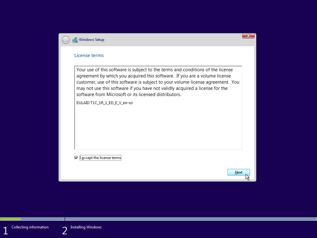 03 EULA Windows 10 tiszta telepítés