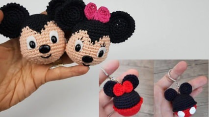 Hogyan készítsünk Amigurumi Minnie és Mickey Mouse kulcstartókat? Miki egér kulcstartó készítése