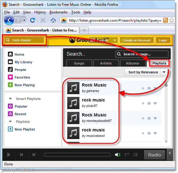 zenei műfaj keresése a Grooveshark-on