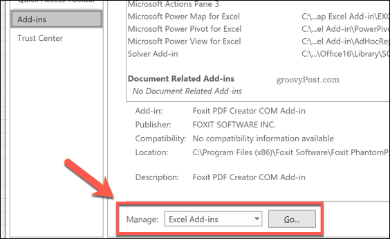 Excel-bővítmények kezelése