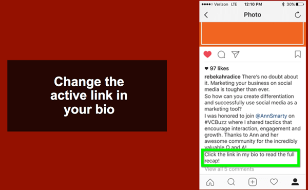 Mutasson olvasókat az Instagram bio linkjére, hogy elolvassa a legújabb blogbejegyzését.