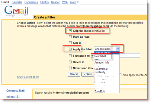 Hozzon létre GMail szűrőműveleteket és rendeljen címkét