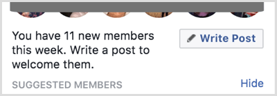 Írjon bejegyzést, hogy üdvözölje az új tagokat a Facebook-csoportjában.