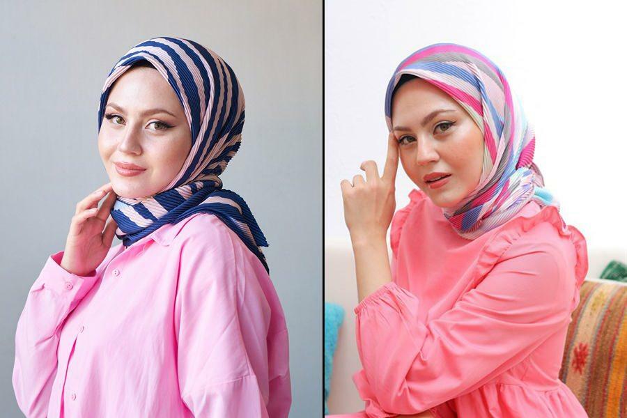 női hidzsáb redőzött sálmodellek 
