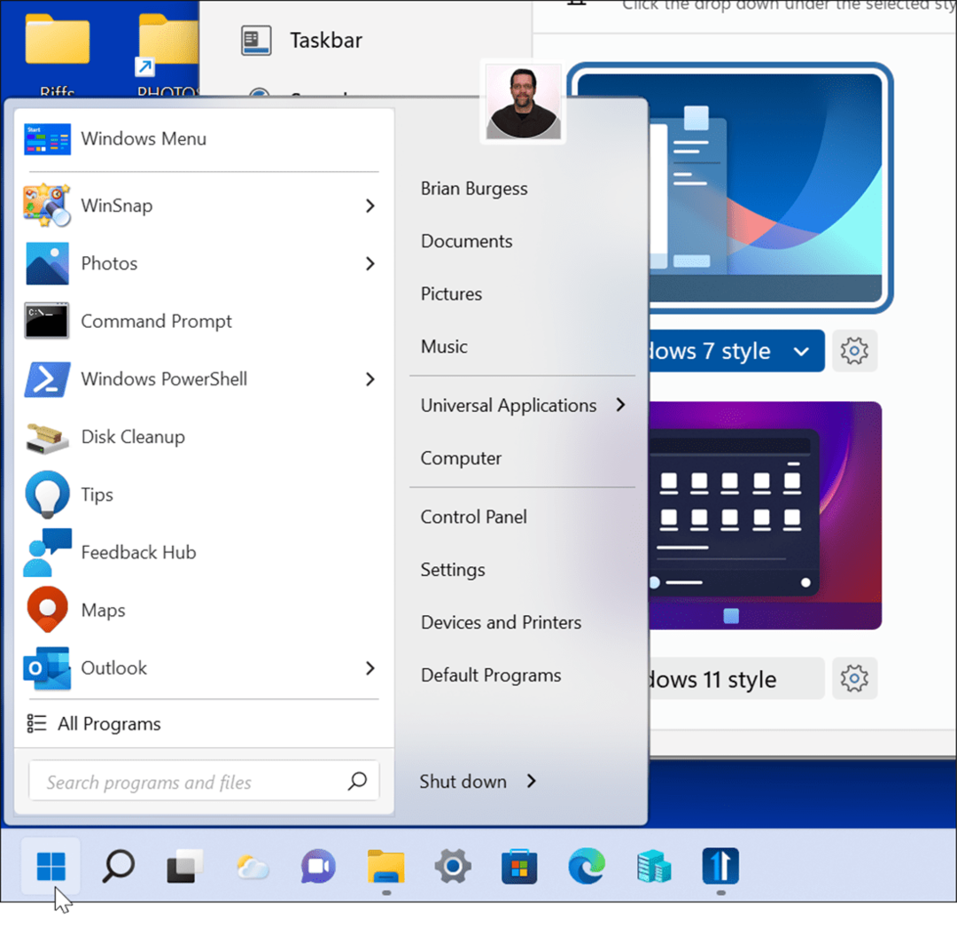 A Windows 7 stílus javítja a Windows 11 Start menüjét és a tálcát a Windows 11 rendszerrel