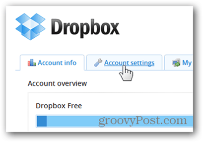 dropbox fiókbeállítások lap