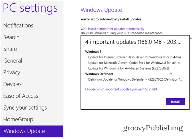 Kézi Windows Update Windows 8
