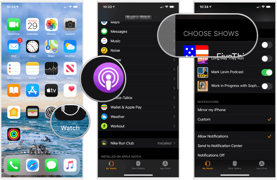 válasszon podcastokat az Apple Watch-on