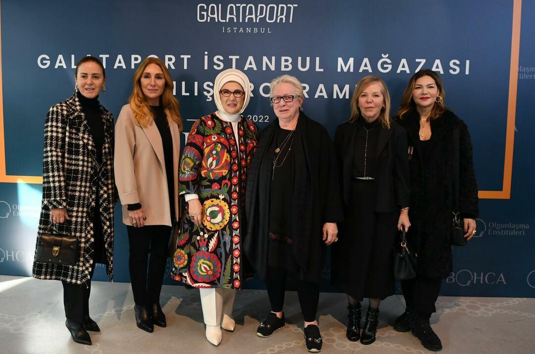Emine Erdoğan átvágta a Galataport Istanbul Bohça üzlet nyitószalagját