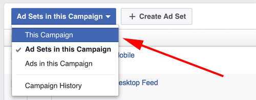facebook hirdetések kezelője válassza ki a kampányt