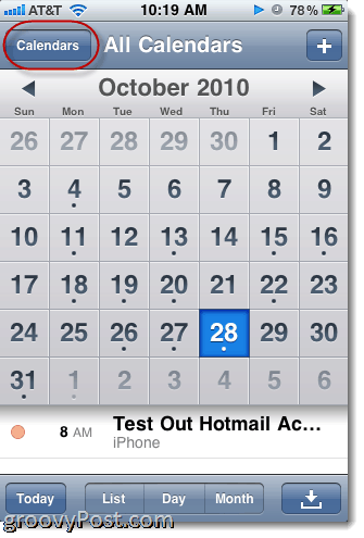 Hotmail iPhone naptár