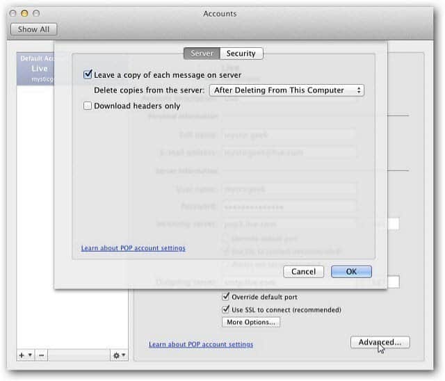 Outlook Mac 2011: E-mail fiók törlése