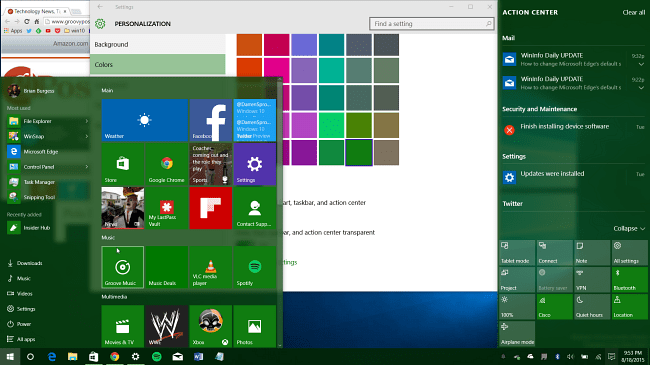 Nézze meg a Windows 10 új színbeállítási lehetőségeit