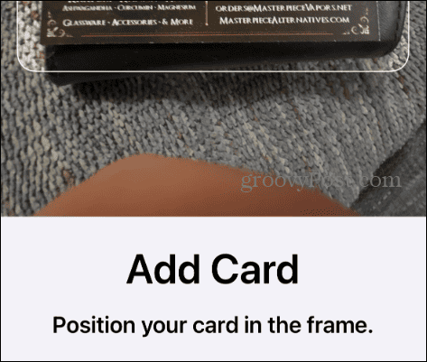 kártya hozzáadása iPhone kamerán keresztül