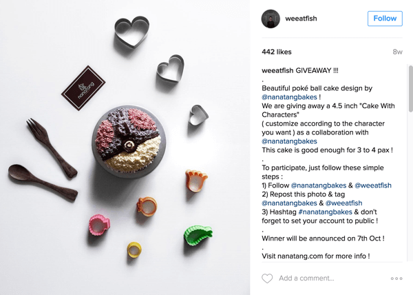 Foodie Instagrammer @weeatfish népszerűsítette a Nanatang Bakes ajándékozását.