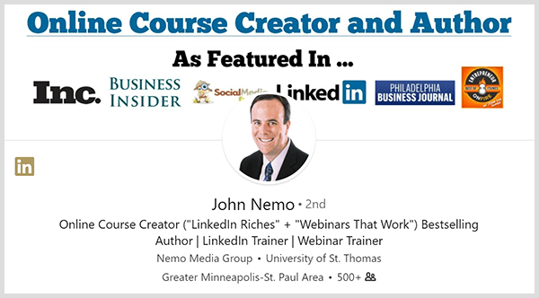 John Nemo a LinkedIn profiljával új ügyfeleket keresett.