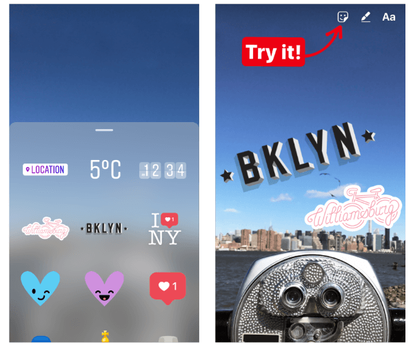 Az Instagram a New York City és Jakarta Instagram Stories-ban hozta létre a geostickerek korai verzióját. 