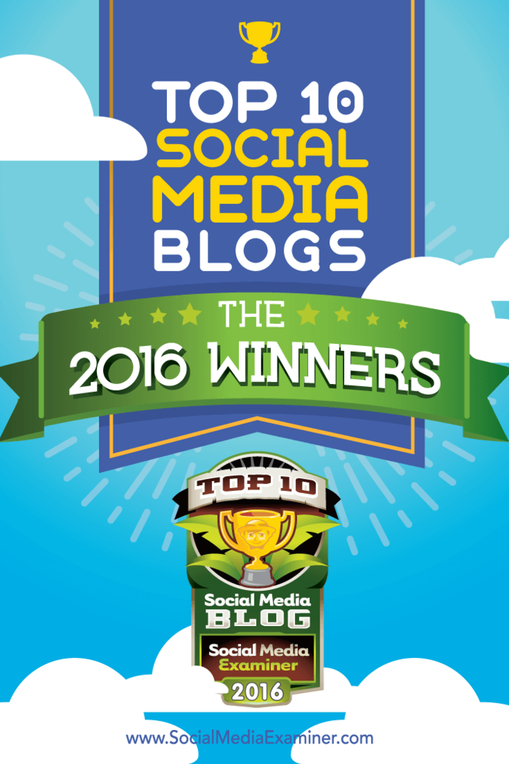 A 2016-os közösségi média blog nyerteseinek első tíz helyezettje