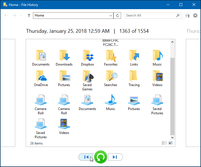 Windows 10 fájl előzményei