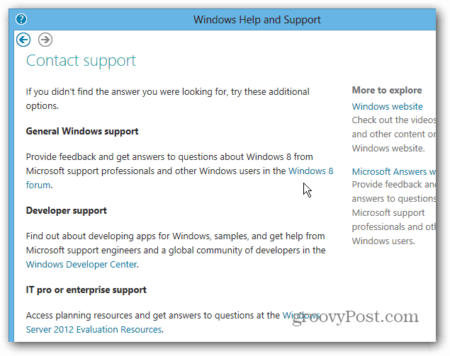 Lépjen kapcsolatba a Windows 8 támogatási fórumaival
