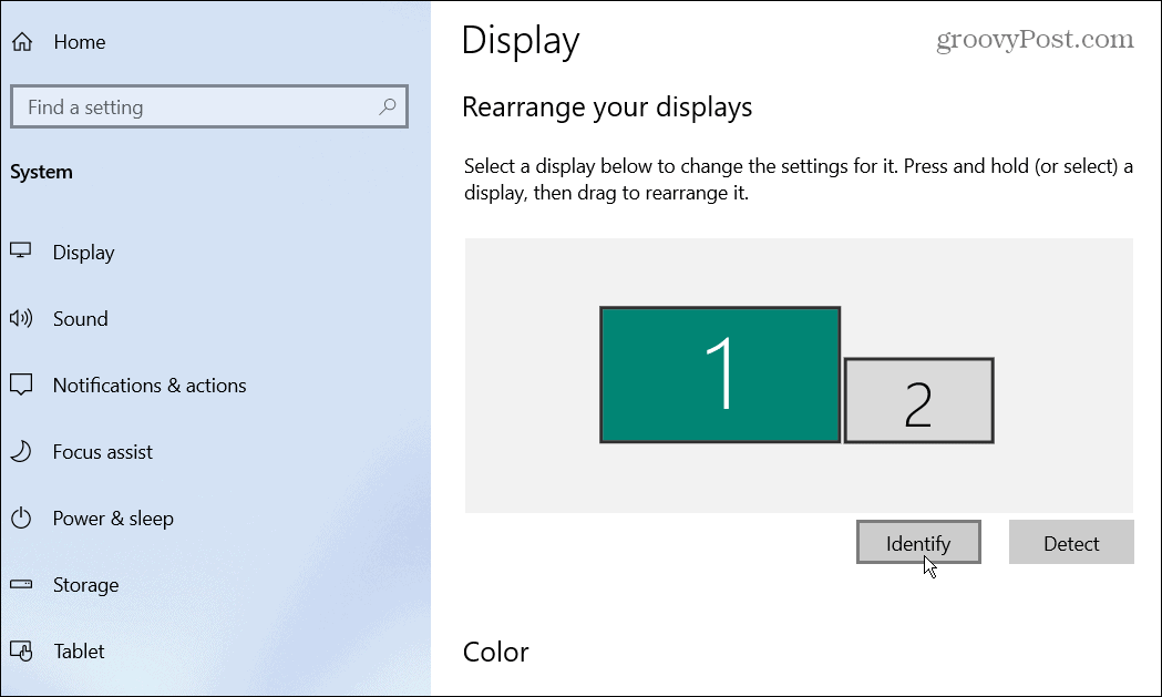 azonosítsa a Windows 10 monitorokat