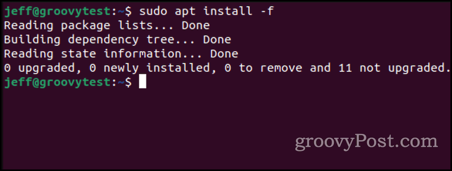 ubuntu apt install a törött csomagok javításához