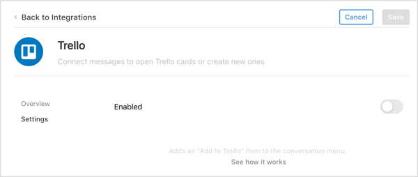 Telepítse a Trello integrációt a Front alkalmazásba.