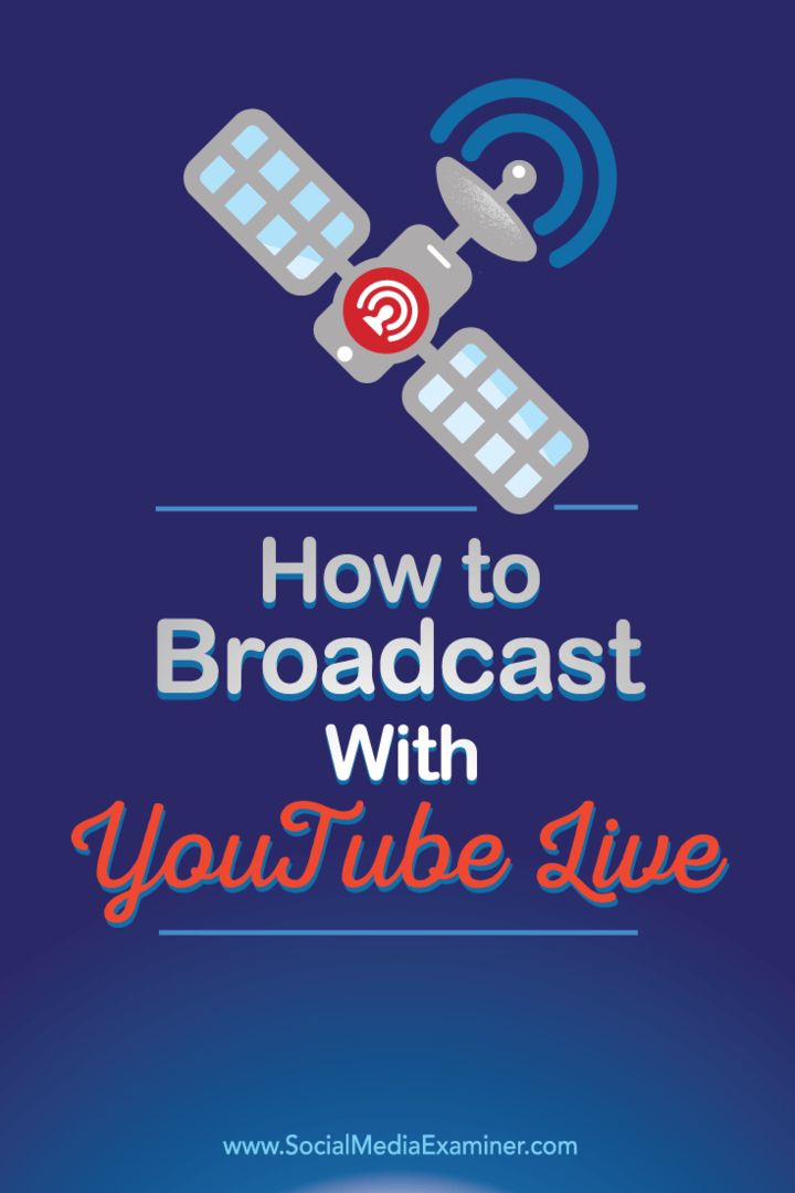Tippek a videó közvetítéséhez a YouTube Live szolgáltatással.