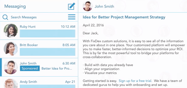 Hogyan készítsünk LinkedIn objektumalapú hirdetéseket, John Smith szponzorált InMail hirdetési mintát