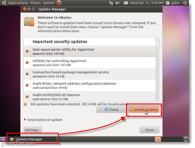 telepítse az ubuntu biztonsági frissítéseit