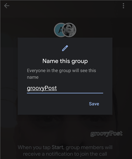 A Google Duo csoport neve