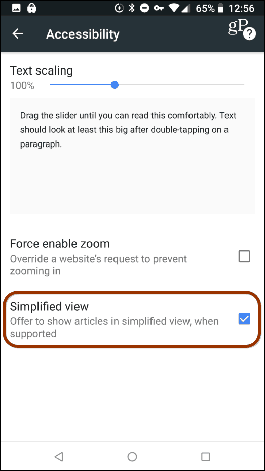 A Chrome Android egyszerűsített nézete