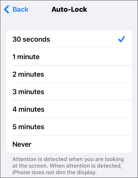 Képernyő időtúllépésének módosítása iPhone-on