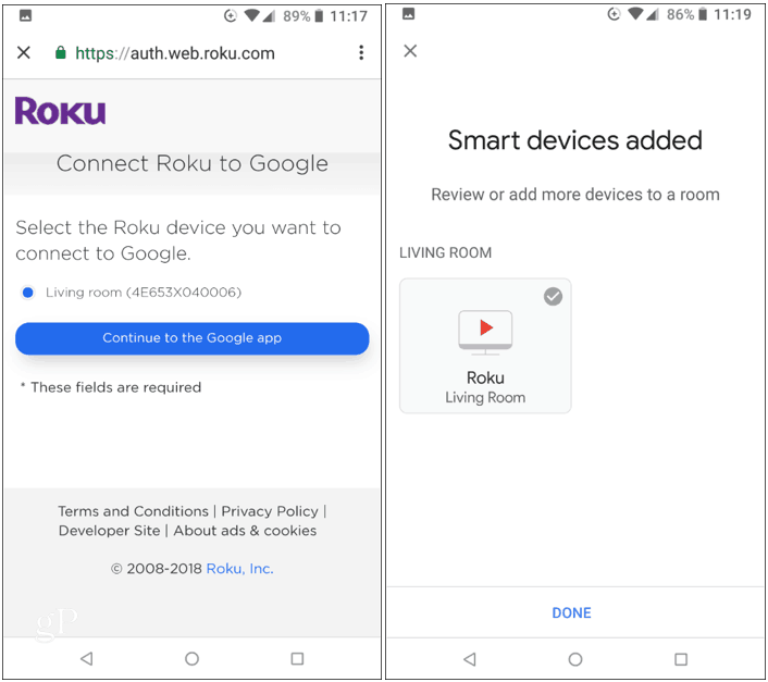 Csatlakoztassa a Roku-t a Google Kezdőoldalhoz