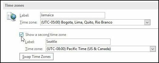 Extra időzóna hozzáadása az Outlook 2016 naptárhoz