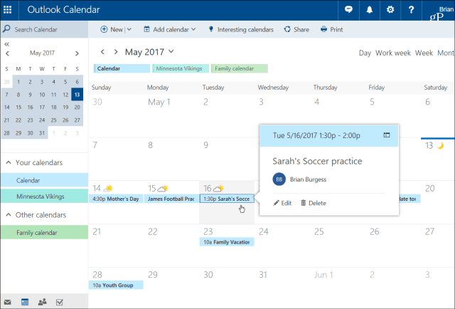Outlook naptár