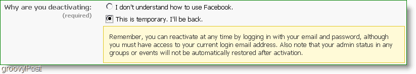 bármikor újraaktiválhatja a facebook-ot, ez tényleg inaktiválás?