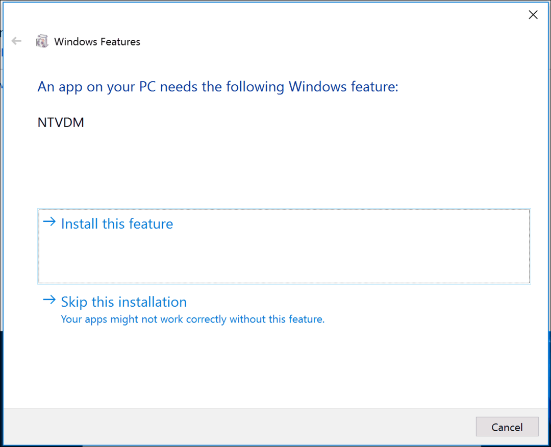 A 16 bites alkalmazás támogatásának engedélyezése a Windows 10 rendszerben