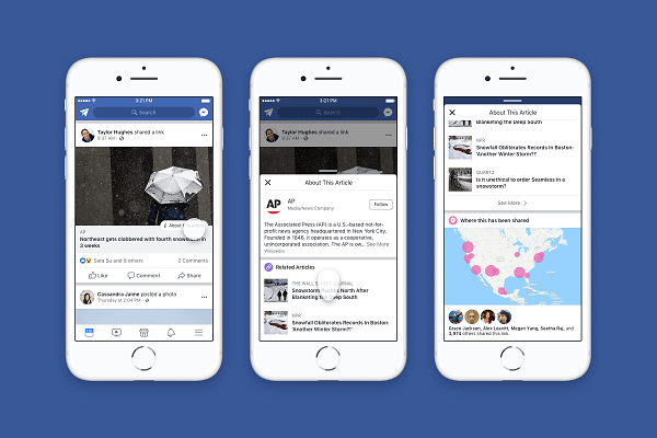 A Facebook több összefüggést oszt meg a Hírcsatornában megosztott cikkek és kiadók körül.
