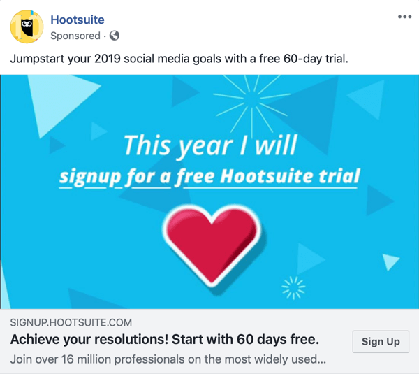 Eredményt nyújtó Facebook hirdetési technikák, például a Hootsuite ingyenes próbaverziót kínál