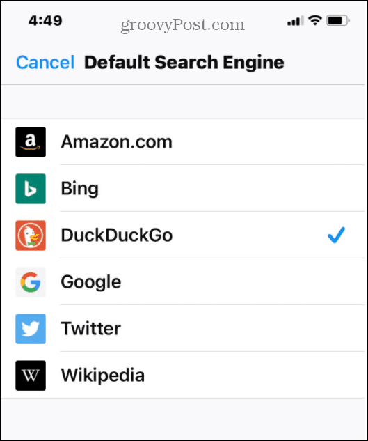 Firefox válassza ki az alapértelmezett keresési listát