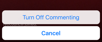 Kattintson a három pont ikonra az élő közvetítés kommentálásának kikapcsolásához.