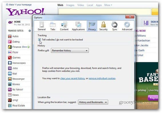 Yahoo nem követi nyomon a politikát