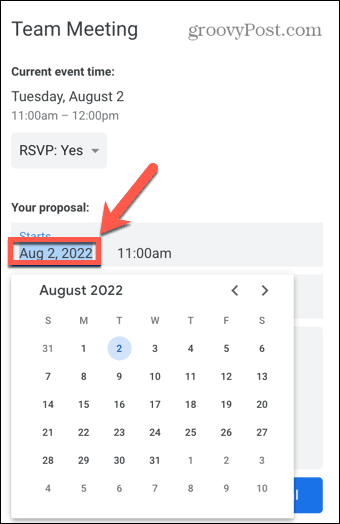google naptár új dátum