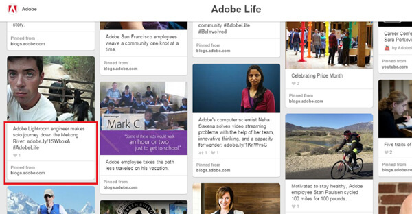 Adobe alkalmazotti történet a pinteresten