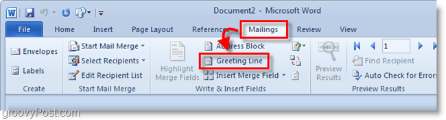 Outlook 2010 képernyőkép – kattintson az üdvözlő sorra a levelek alatt