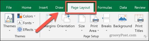 Az Excel oldal elrendezése menü lap