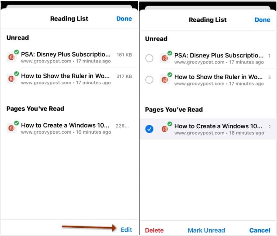 Olvasási lista kezelése Chrome iPhone