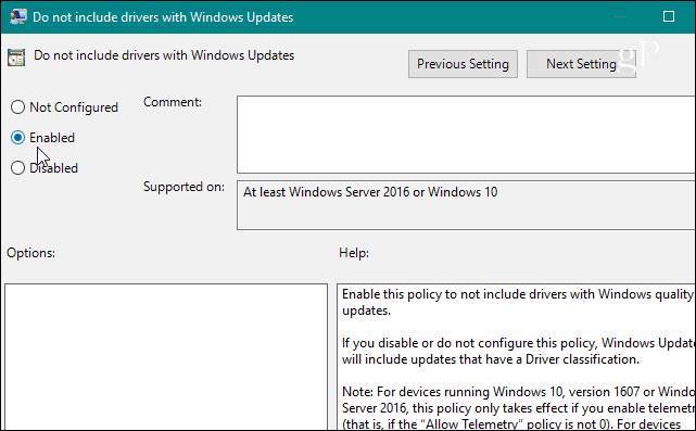 csoportházirend engedélyezése a Windows frissítési házirendje