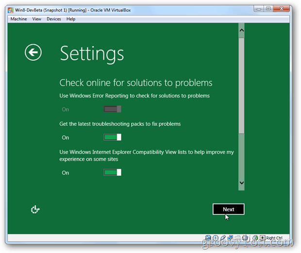 A VirtualBox Windows 8 adatvédelmi beállításainak online megoldásai